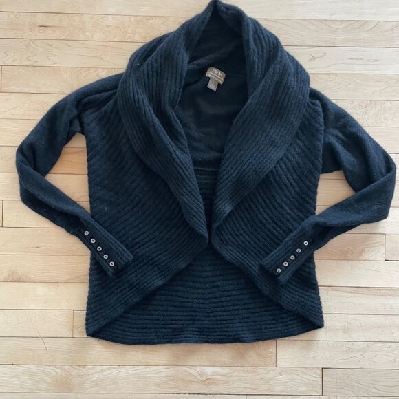 Fenn Wright Manson 100% Cashmere Cardigan | Black Shawl Collar L Soft Luxury - Picture 4 of 7